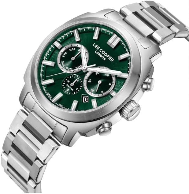 Lee Cooper Men's Watch, Multi Function Display and Metal Strap - LC08144.370, Silver_0