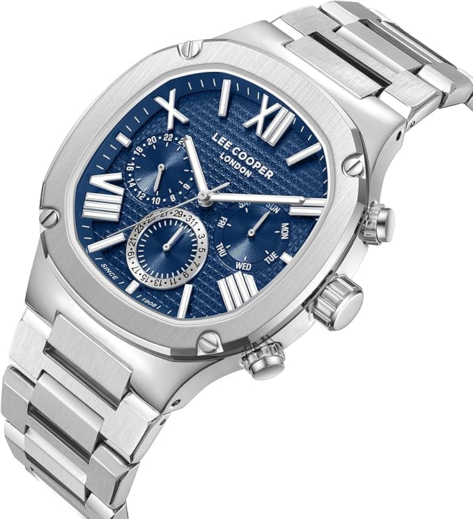 Lee Cooper Men's Watch, Multi Function Display and Metal Strap - LC08146.390, Silver_0