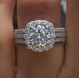 Queen Cushion Halo Triple-Band Ring