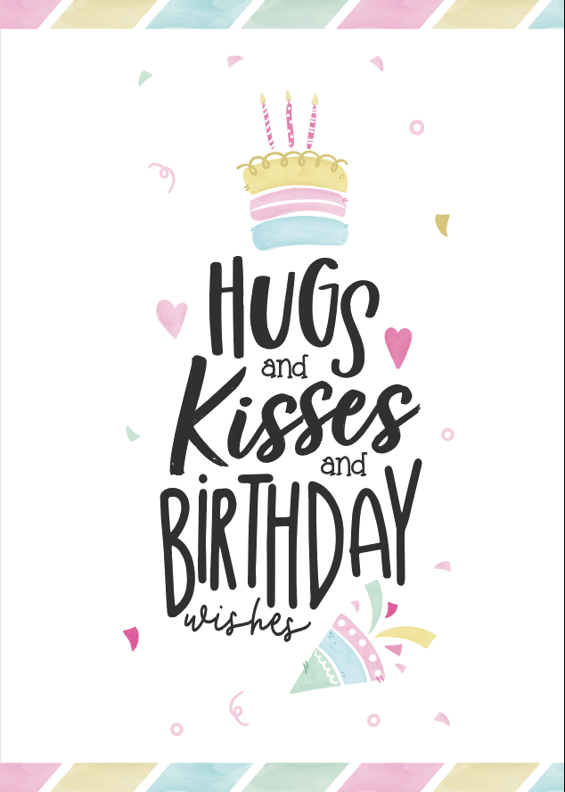 Hugs & Kisses And Birthday Wishes Card_1
