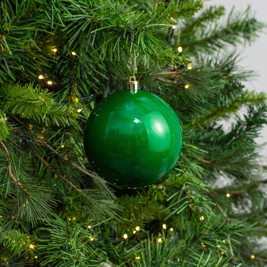 100mm Seamless Plastic Ball Ornament: Pearl Emerald Green (Set of 2)_0