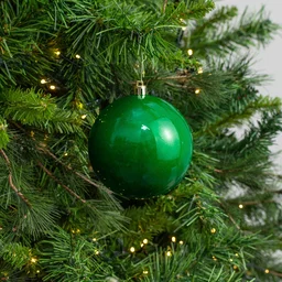 100mm Seamless Plastic Ball Ornament: Pearl Emerald Green (Set of 2)