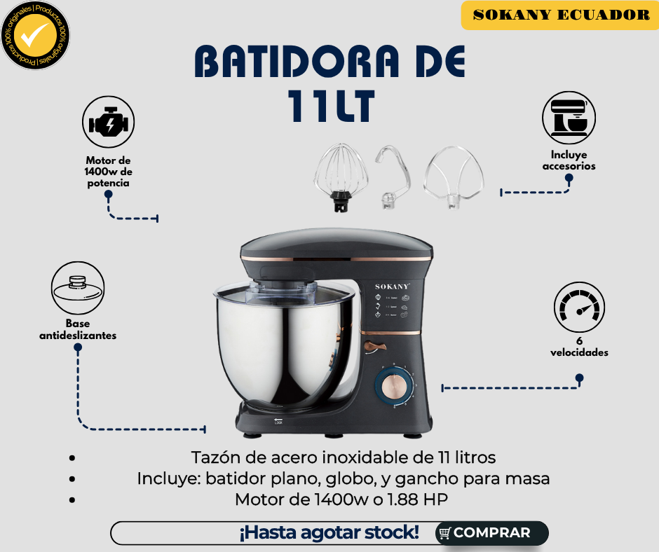 Batidora Profesional 11L - Sokany 