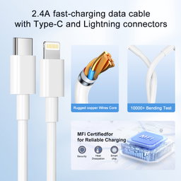 iPhone Type-C to Lightning Fast Charger (20w Block and 3ft Cable)