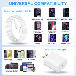 iPhone Type-C to Lightning Fast Charger (20w Block and 3ft Cable)