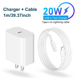 iPhone Type-C to Lightning Fast Charger (20w Block and 3ft Cable)