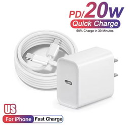 iPhone Type-C to Lightning Fast Charger (20w Block and 3ft Cable)