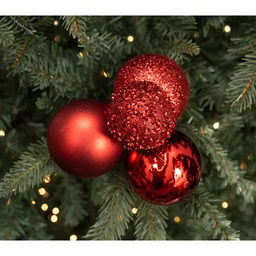 60-80mm Ball Ornament Cluster Ties: Metallic & Glitter Red