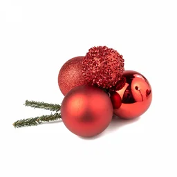 60-80mm Ball Ornament Cluster Ties: Metallic & Glitter Red