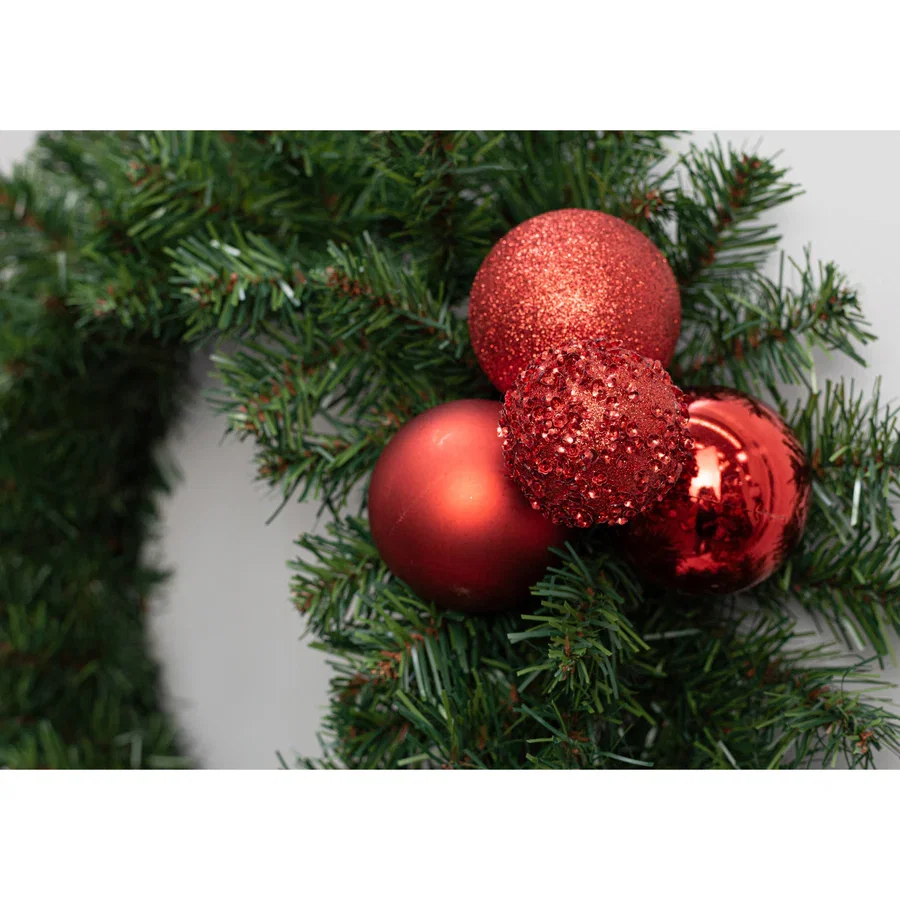 60-80mm Ball Ornament Cluster Ties: Metallic & Glitter Red_2