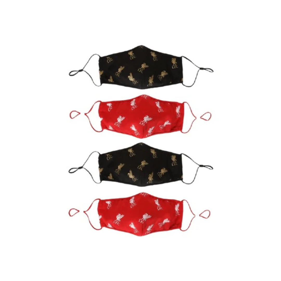 LFC Junior 4 Pack Liverbird Print Face Cover - Red/Black (A15990)_0