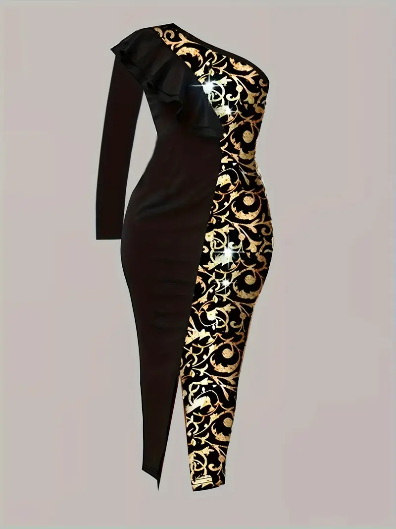 Midnight Mirage One Shoulder Dress_2
