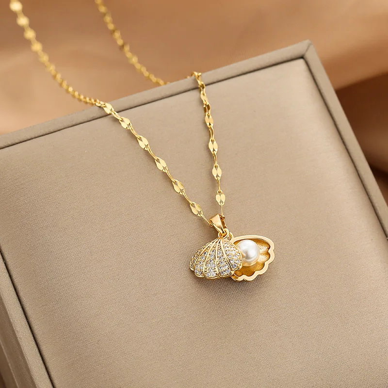 Pearl Shell Diamond Necklace_7