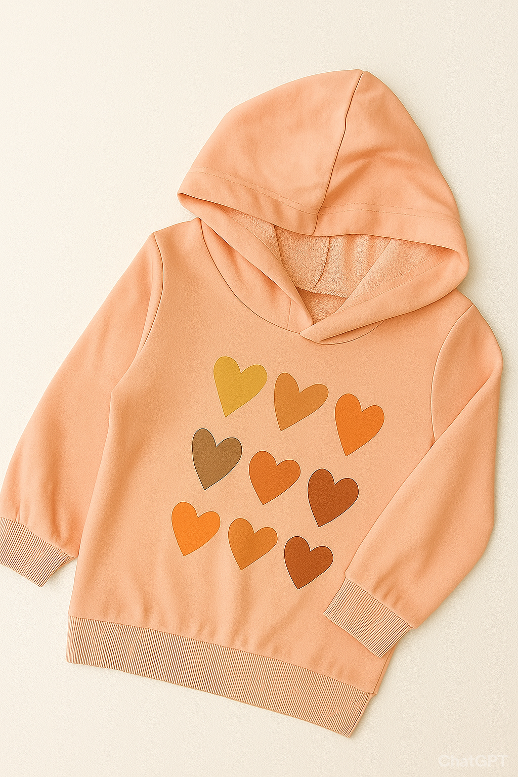 Peach Heart-Print Hoodie & Black Jogger Set – 4 to 5 Years_1