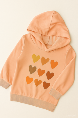 Peach Heart-Print Hoodie & Black Jogger Set – 4 to 5 Years