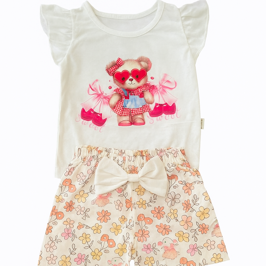 Sweet Teddy Baby Girl Outfit – 1 Year