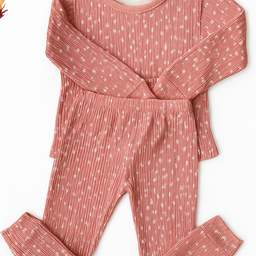 Pink Ribbed Dotted 2-Piece Outfit (3 Years)