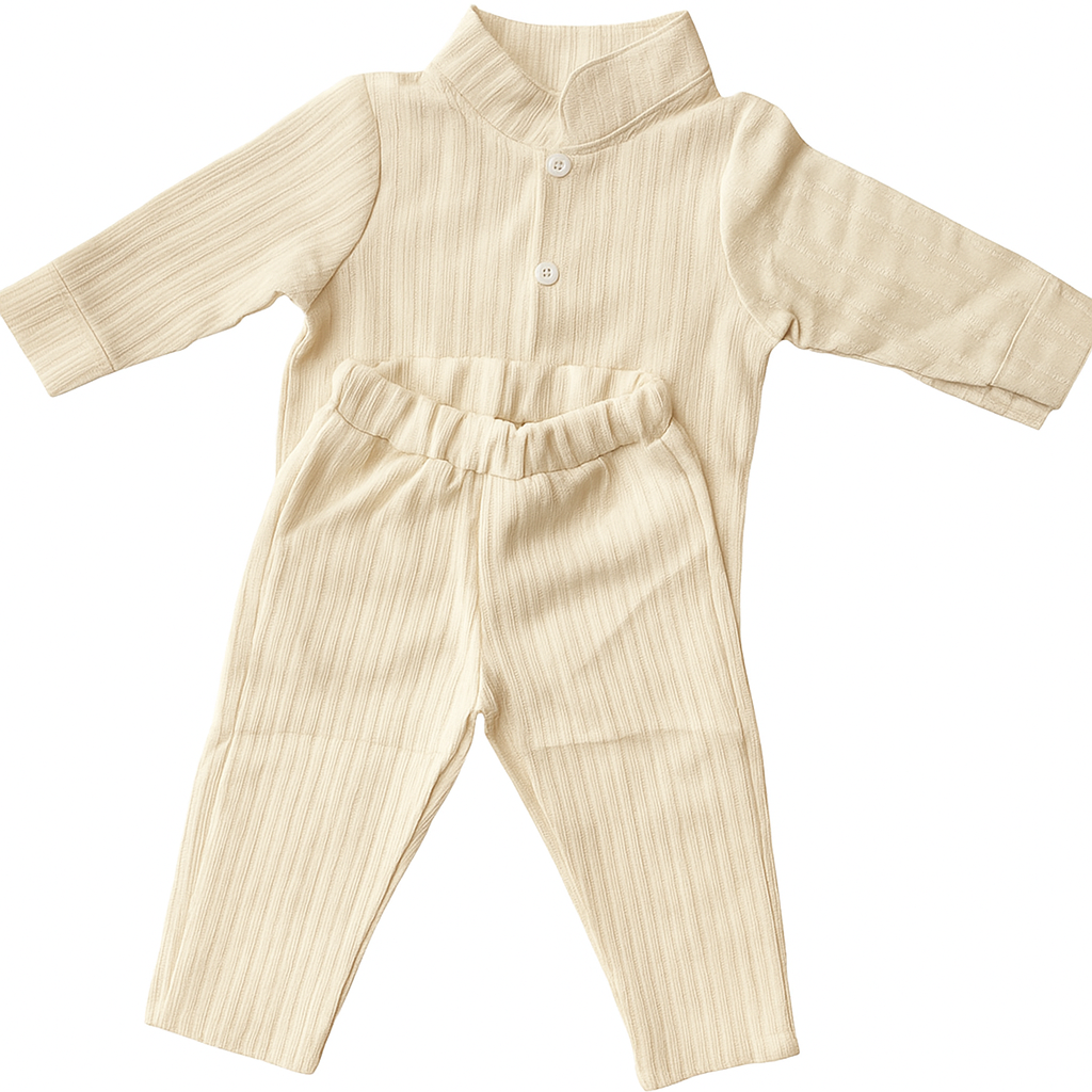 Beige Ribbed 2-Piece Baby Set (6–9 Months)
