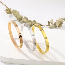  Stainless Steel 18k Hinged