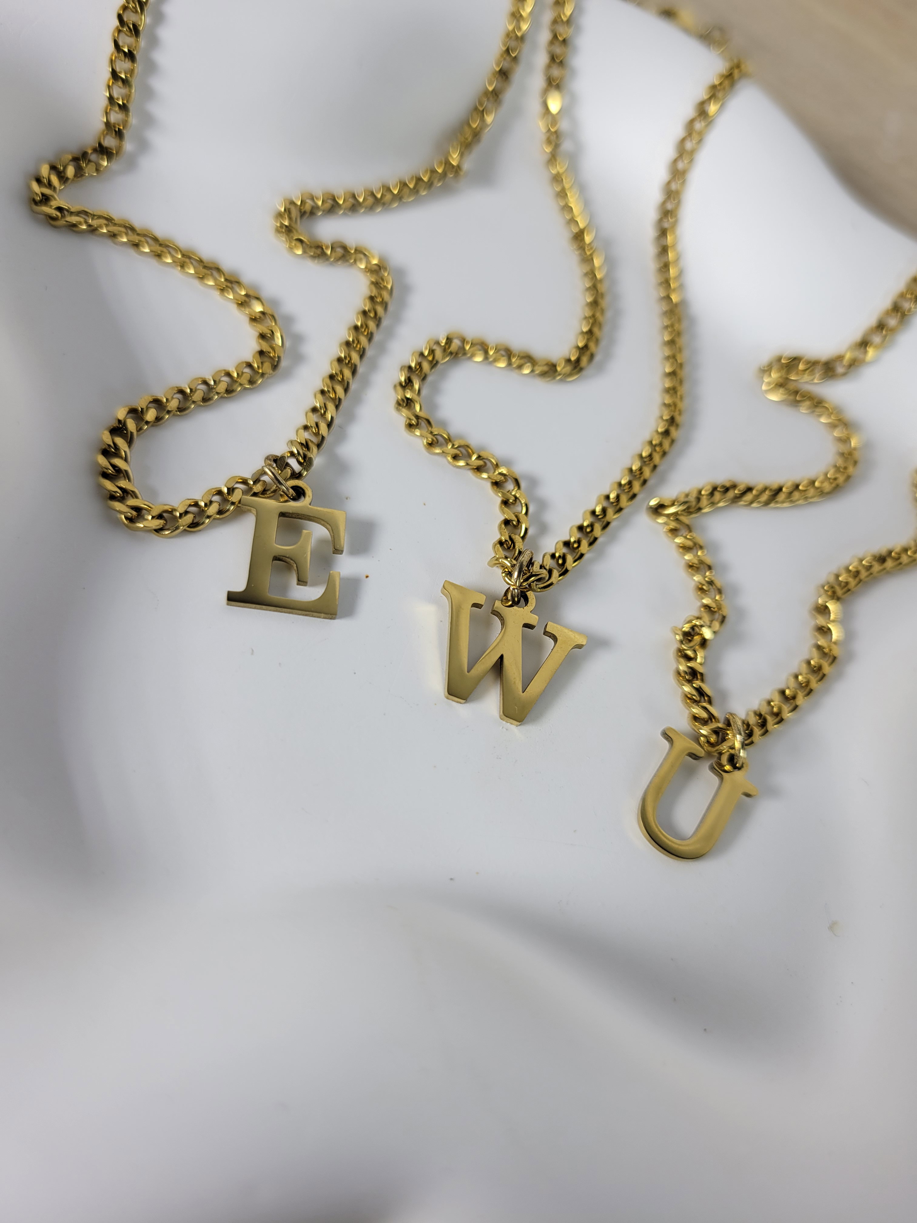 Cuban Chain Initial Necklace _0