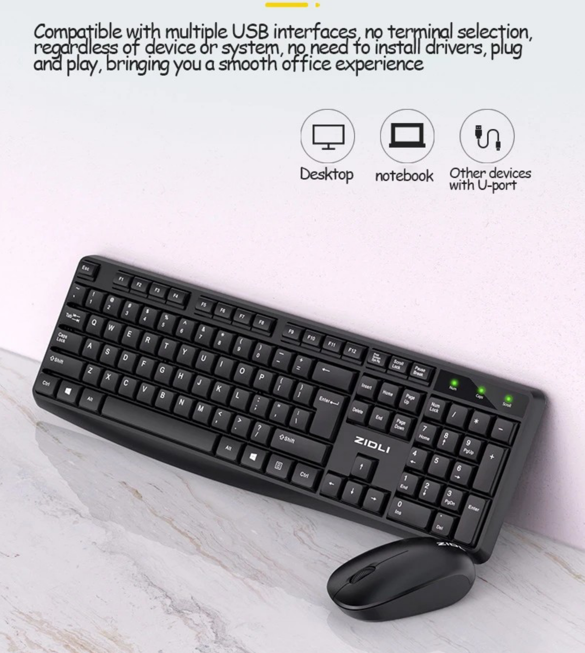 Clavier & Souris Sans Fil ZIDLI – NMC0013_1
