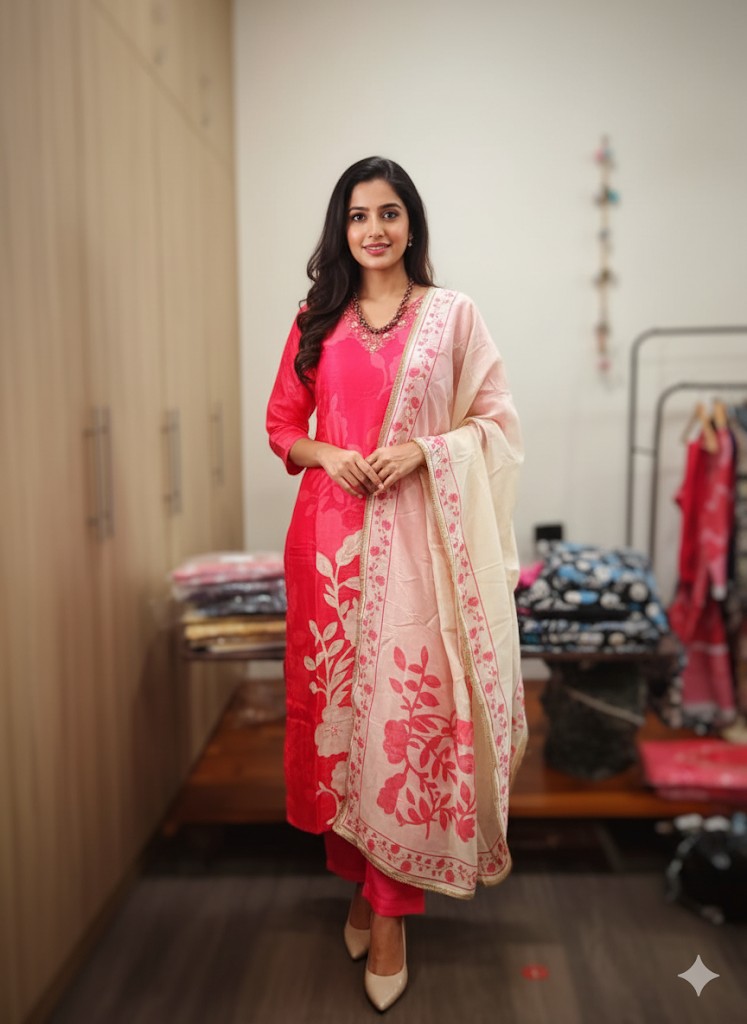 Pure Muslin Silk Suit