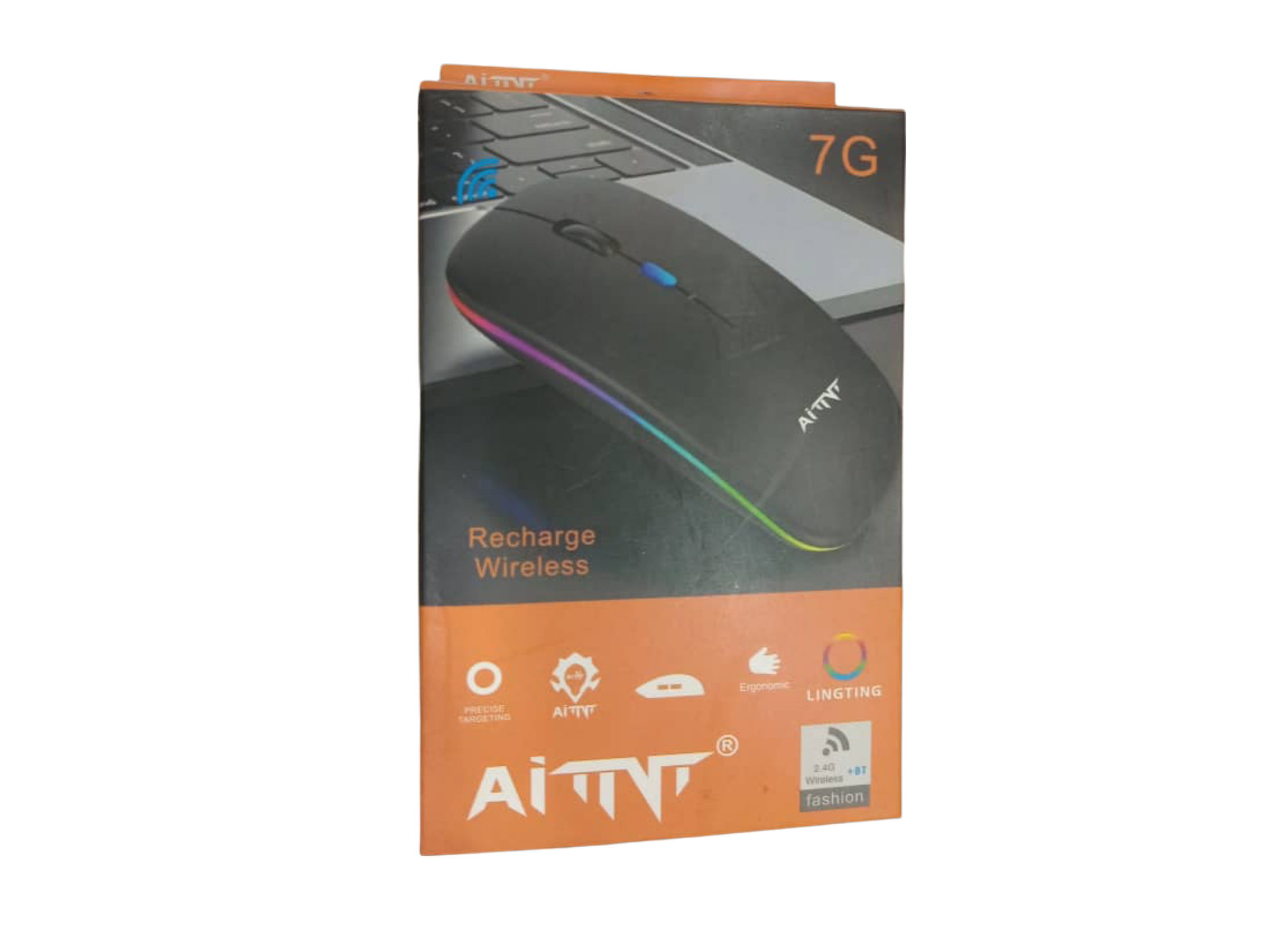 Souris Sans Fil Rechargeable AiTNT 7G – RGB LED, Ergonomique & Ultra-Silencieuse (NMC0036) 