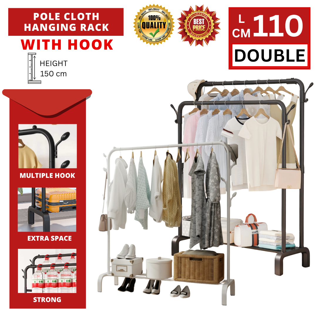 110CM POLE CLOTH HANGING RACK WITH HOOK