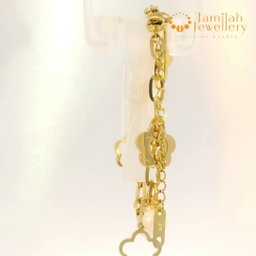 18k Gold Plated Stainless Steel Bracelet with White Pearl—Lucky Charm