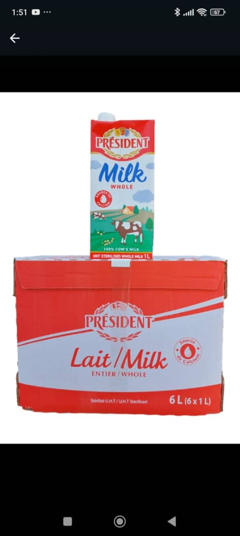 PRESIDENT MILK 1 LIT *6PCS