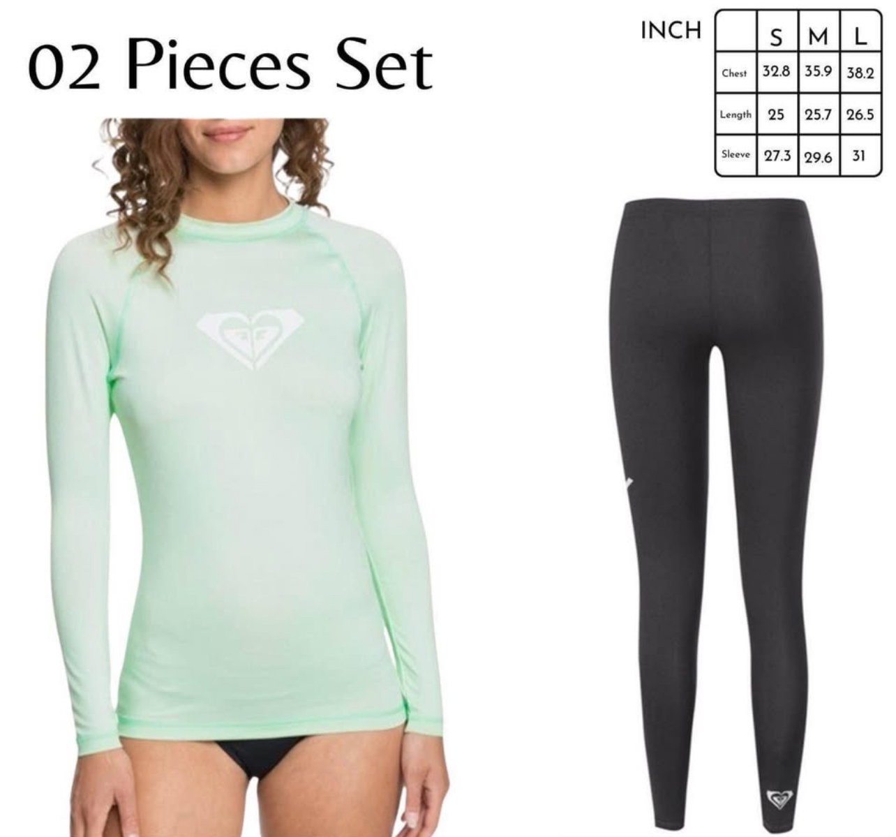 ROXY Women Rash-guard  2pcs Set ( Bottom & Top)
