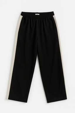 Pantalón negro con franjas laterales beige - Size L