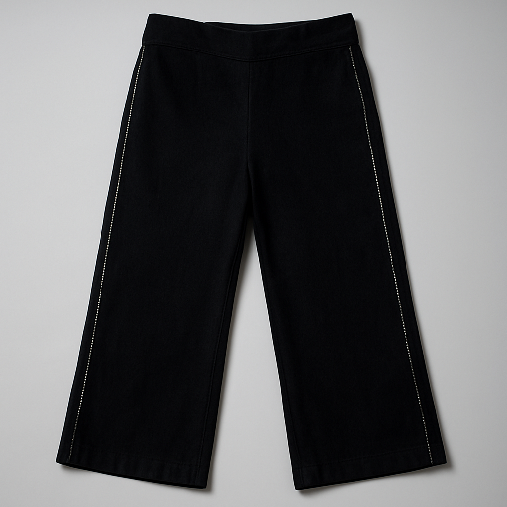 Pantalón negro ancho con detalle lateral - Size XL