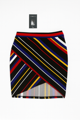 Falda corta de rayas cruzadas multicolor - Size M