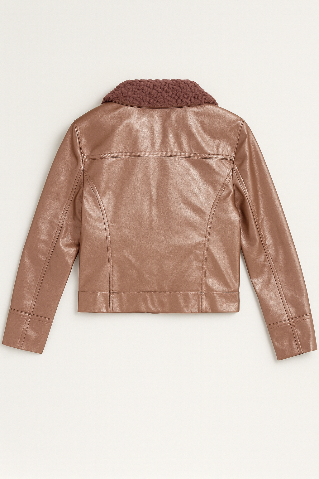 Chaqueta rosada de cuero sintético con cuello de borrego - Size 10/12_1