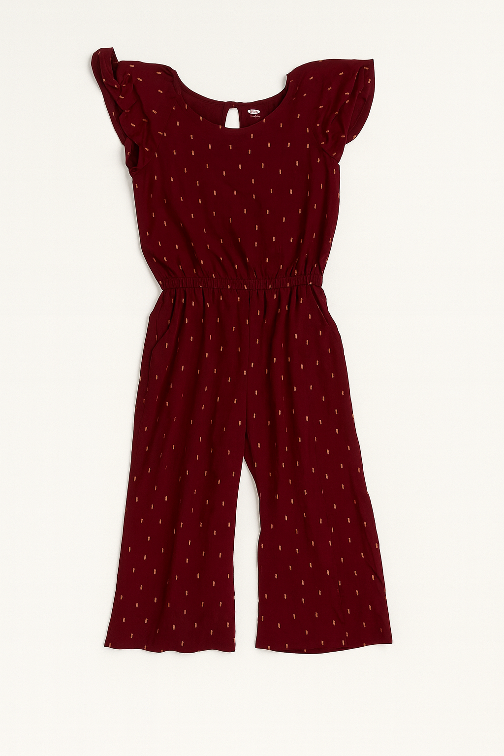 Enterizo rojo con mangas voladas y estampado sutil - Size XL