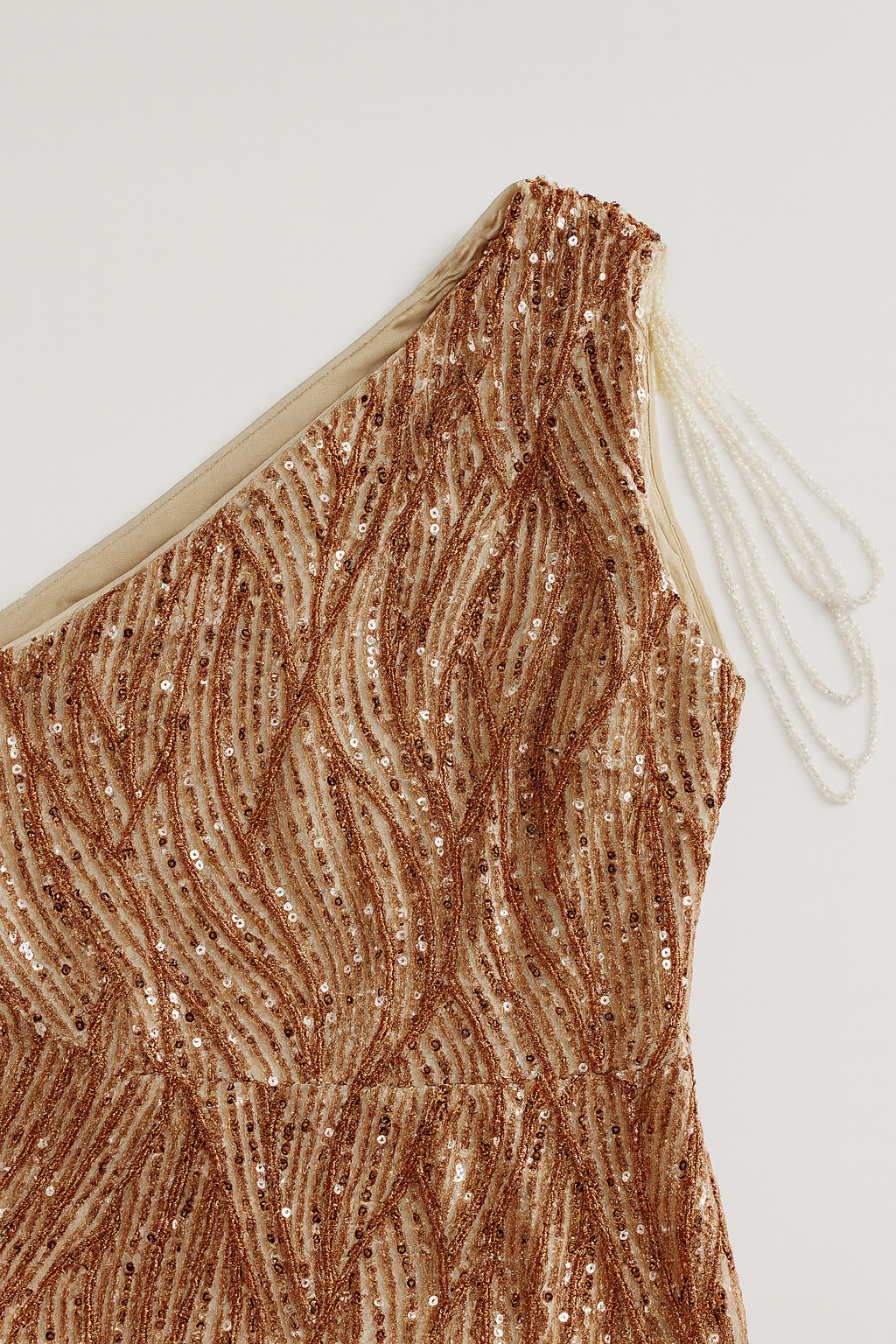 Vestido dorado de un hombro con lentejuelas - Size M_1