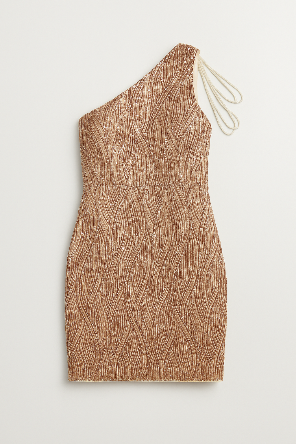 Vestido dorado de un hombro con lentejuelas - Size M_2