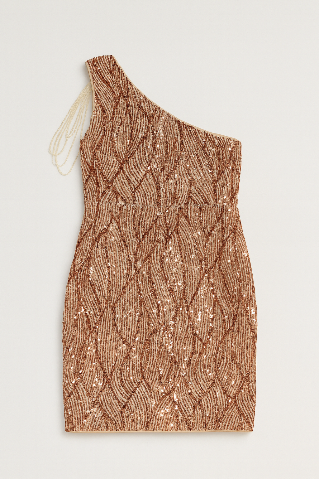 Vestido dorado de un hombro con lentejuelas - Size M
