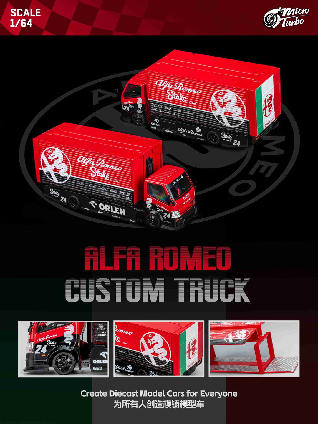 MICRO TURBO MODEL 1/64 CUSTOM TRUCK - AR RED