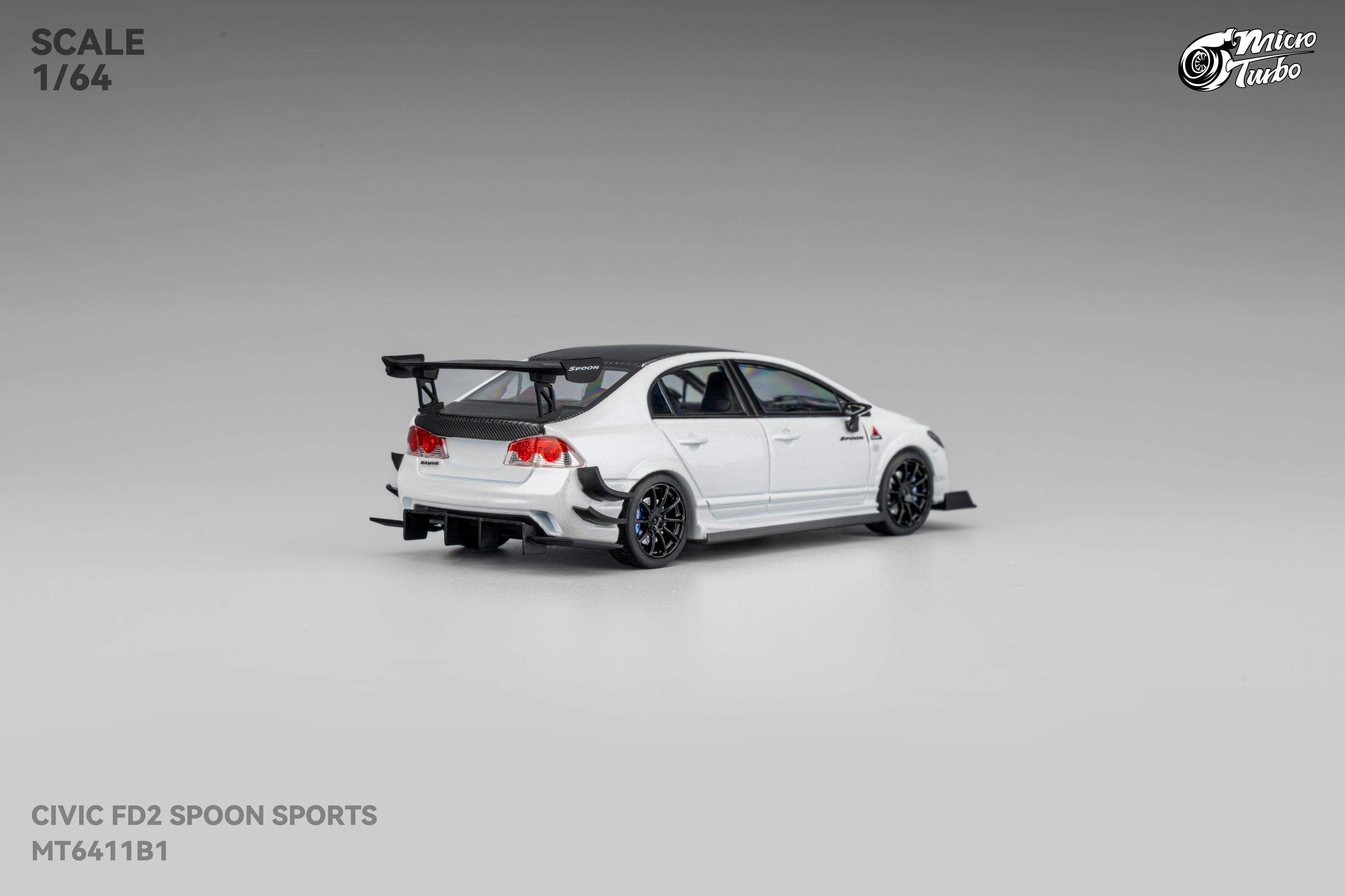 MICRO TURBO MODEL 1/64 HONDA CIVIC FD2 CUSTOM SPOON - METALLIC WHITE_5