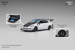 MICRO TURBO MODEL 1/64 HONDA CIVIC FD2 CUSTOM SPOON - METALLIC WHITE