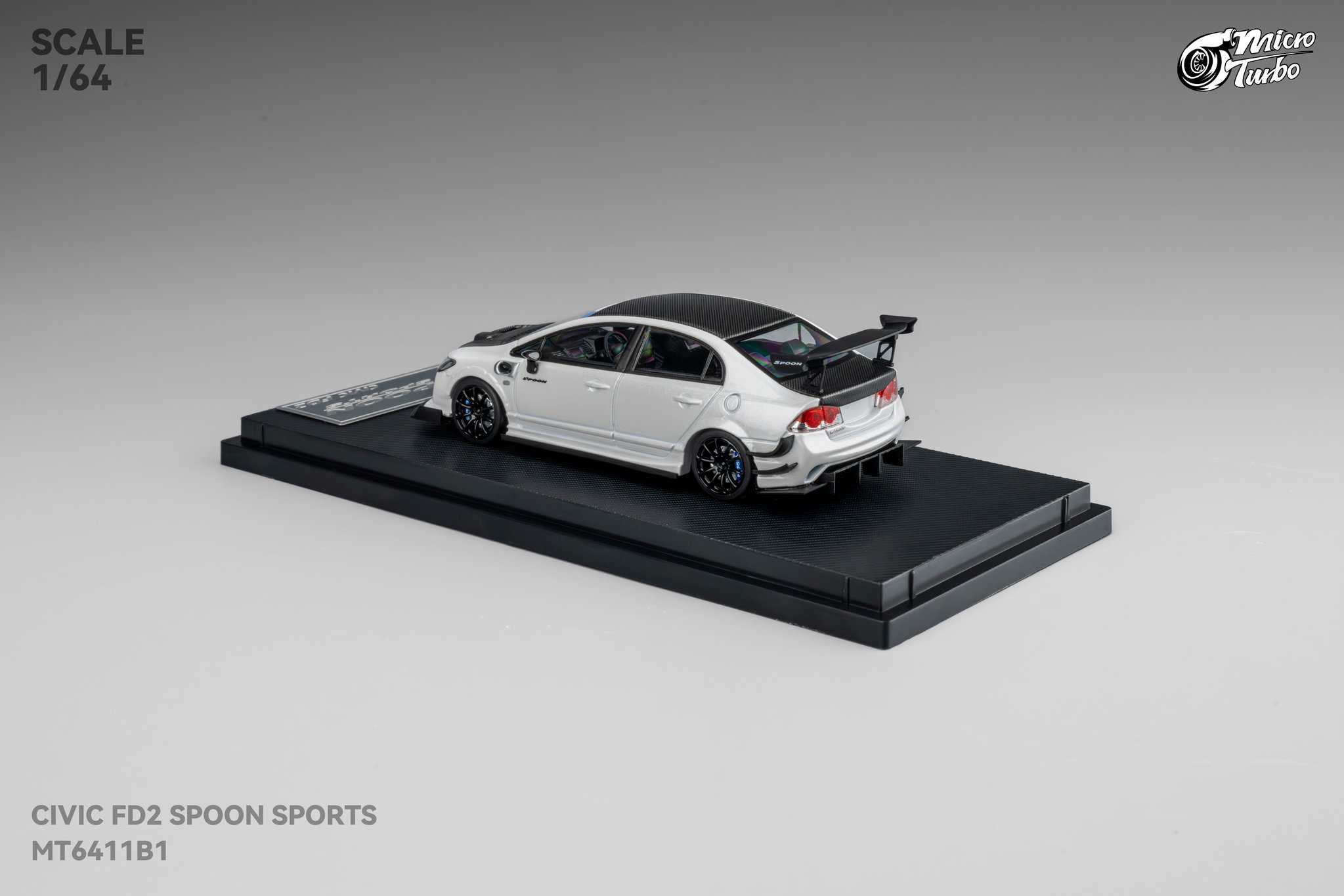 MICRO TURBO MODEL 1/64 HONDA CIVIC FD2 CUSTOM SPOON - METALLIC WHITE_9