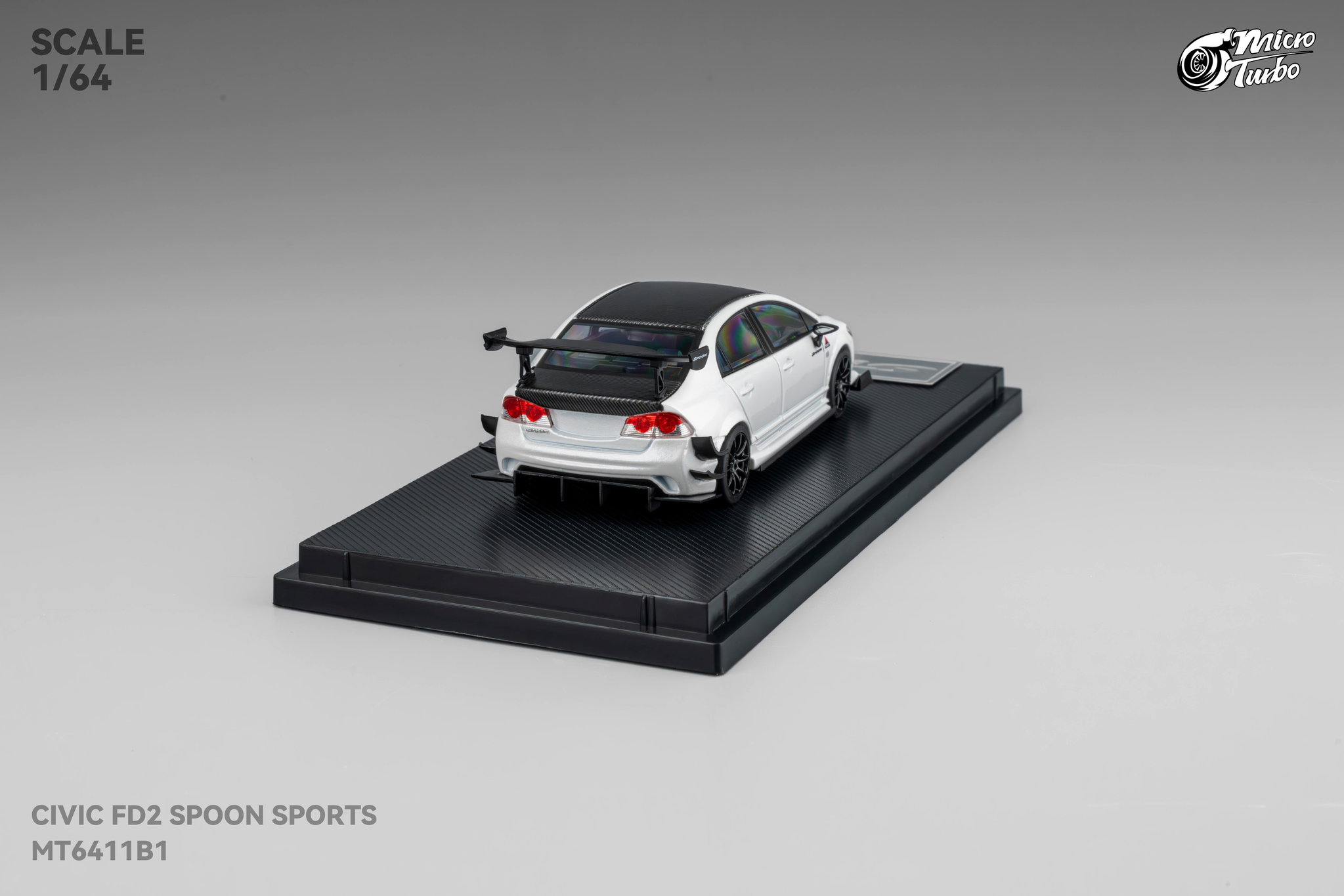 MICRO TURBO MODEL 1/64 HONDA CIVIC FD2 CUSTOM SPOON - METALLIC WHITE_7