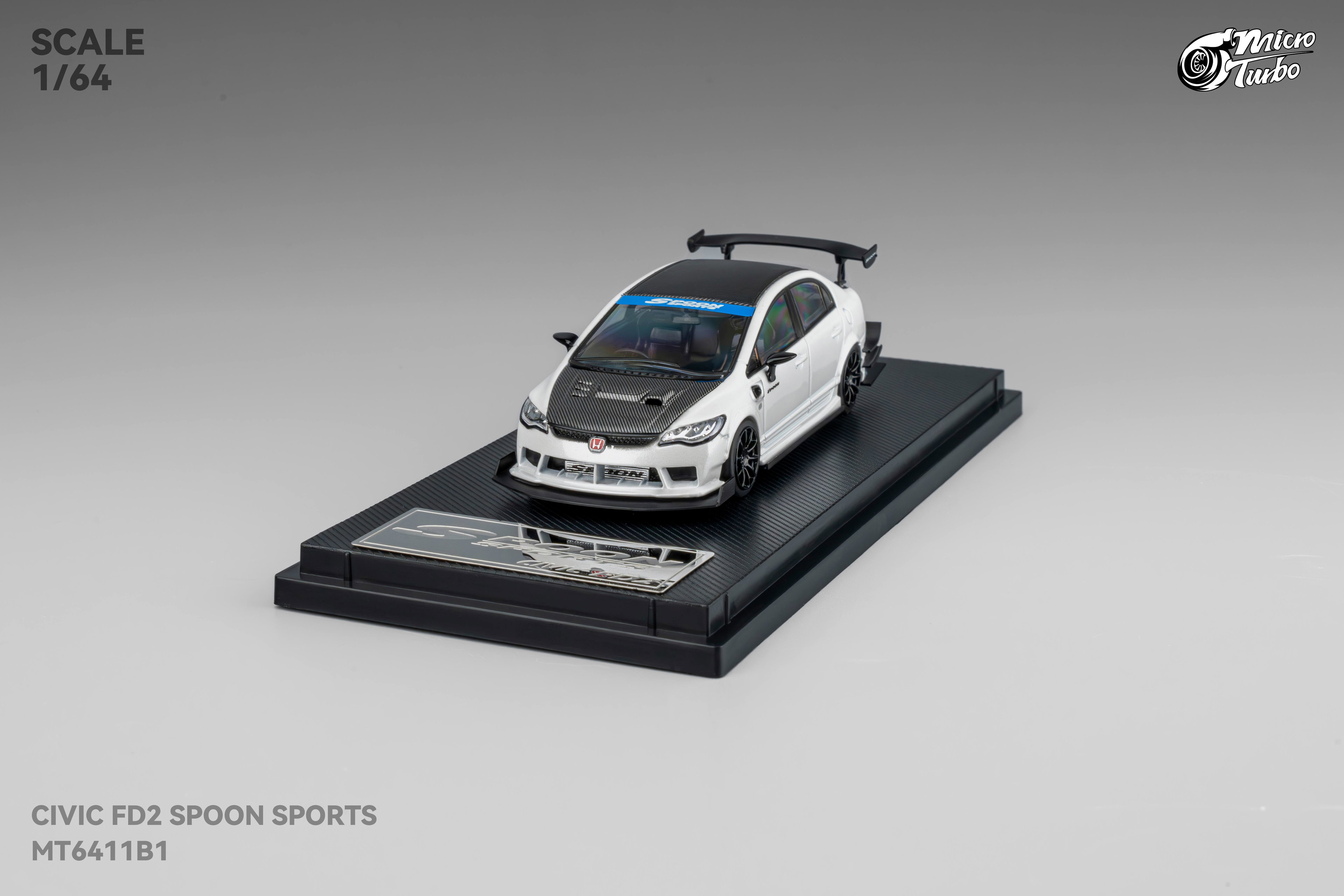 MICRO TURBO MODEL 1/64 HONDA CIVIC FD2 CUSTOM SPOON - METALLIC WHITE_8