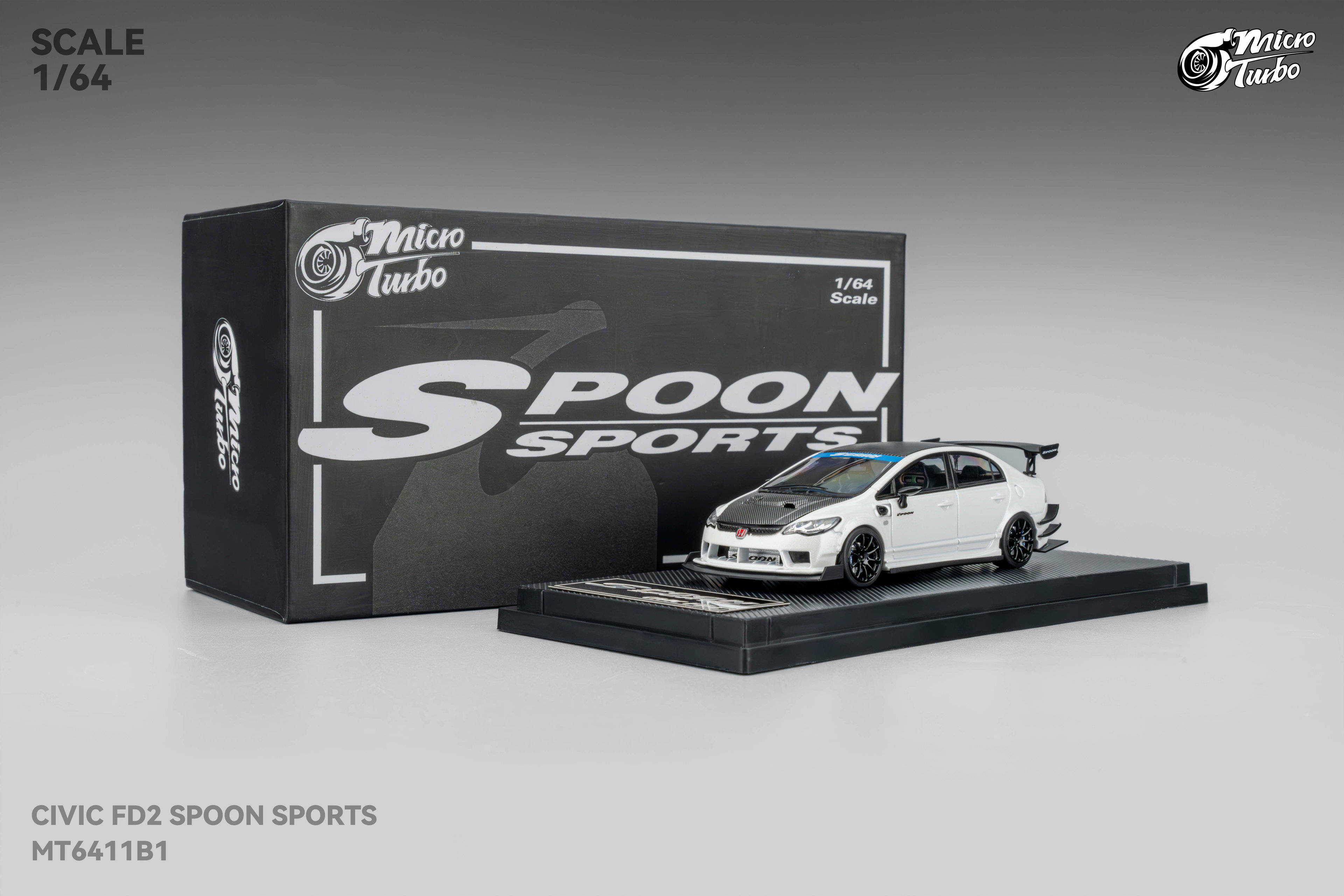 MICRO TURBO MODEL 1/64 HONDA CIVIC FD2 CUSTOM SPOON - METALLIC WHITE_11