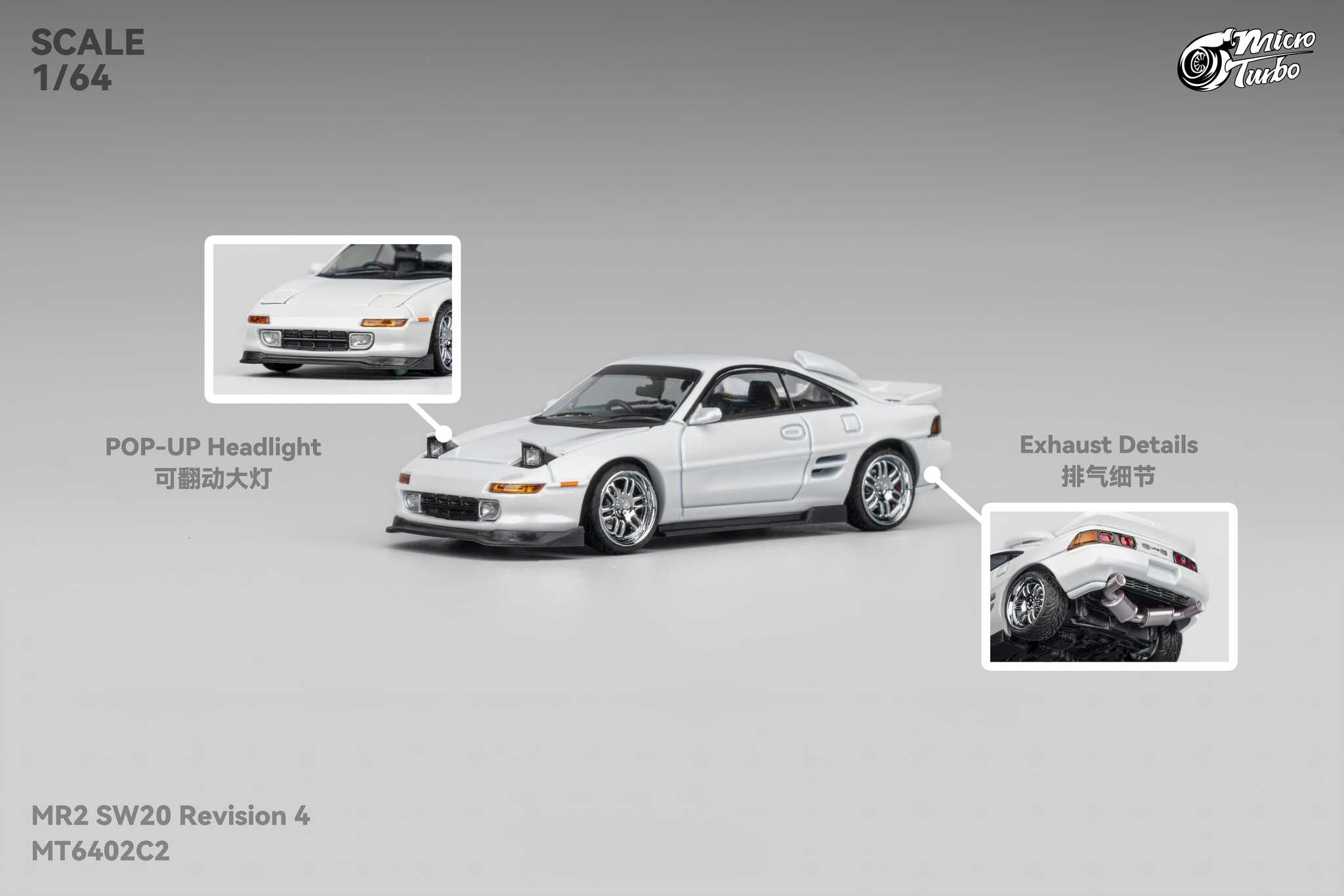 MICRO TURBO MODEL 1/64 TOYOTA MR-2 SW20 CUSTOM REVISION 4 VER.2 - WHITE_1