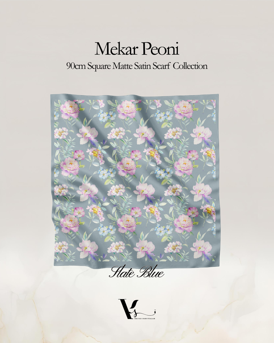 Mekar Peoni in Slate Blue