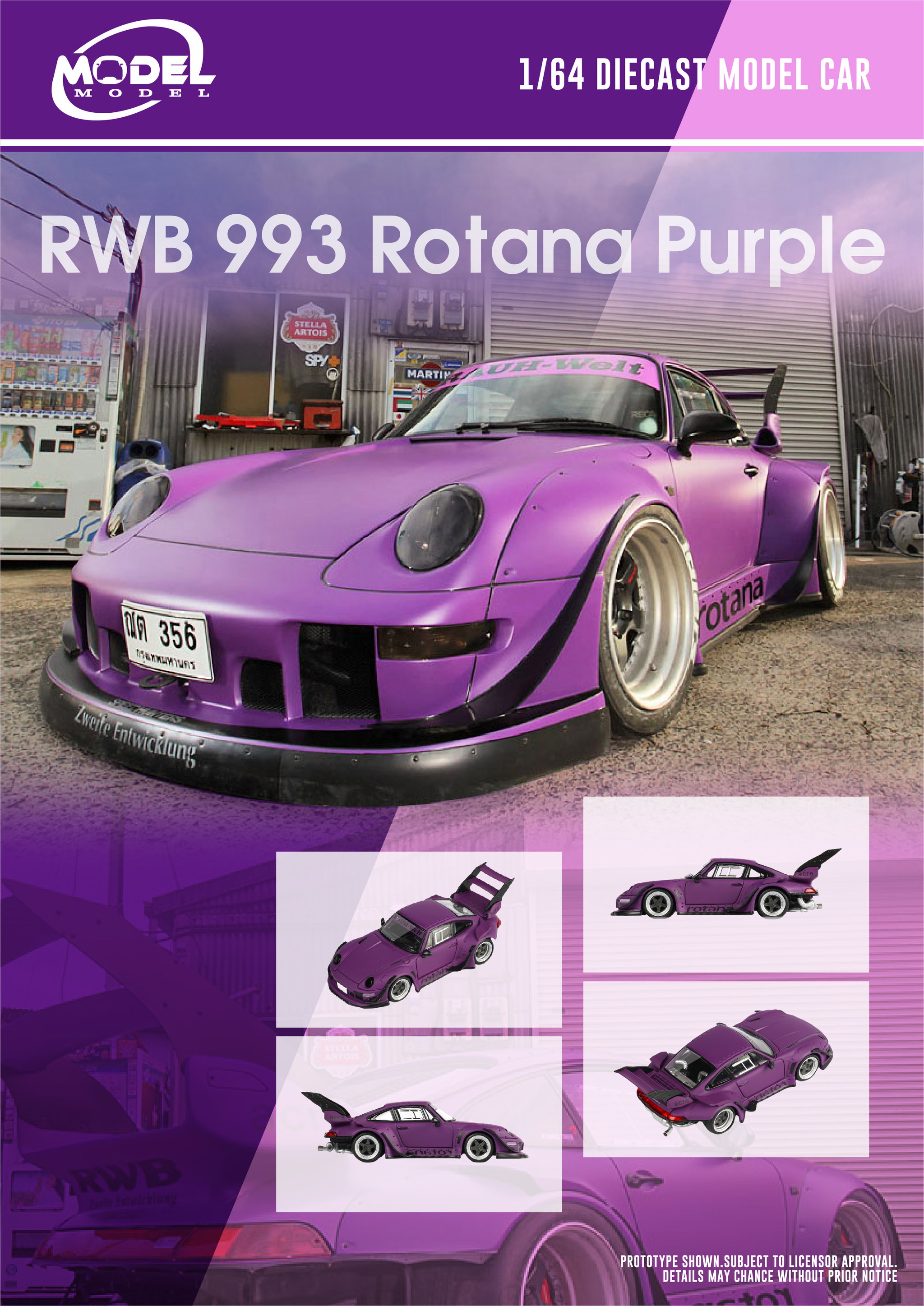 MODEL MODEL 1/64 PORSCHE RWB 993 ROTANA PURPLE_1