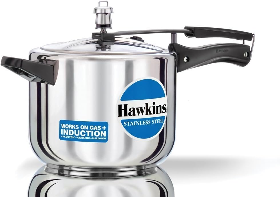Hawkins Stainless Steel Pressure Cooker, 5 Litres, Silver